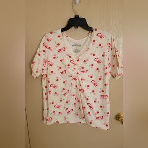 Cherry Coke Womens Printed Blouse NWOT Plus Size 2xl